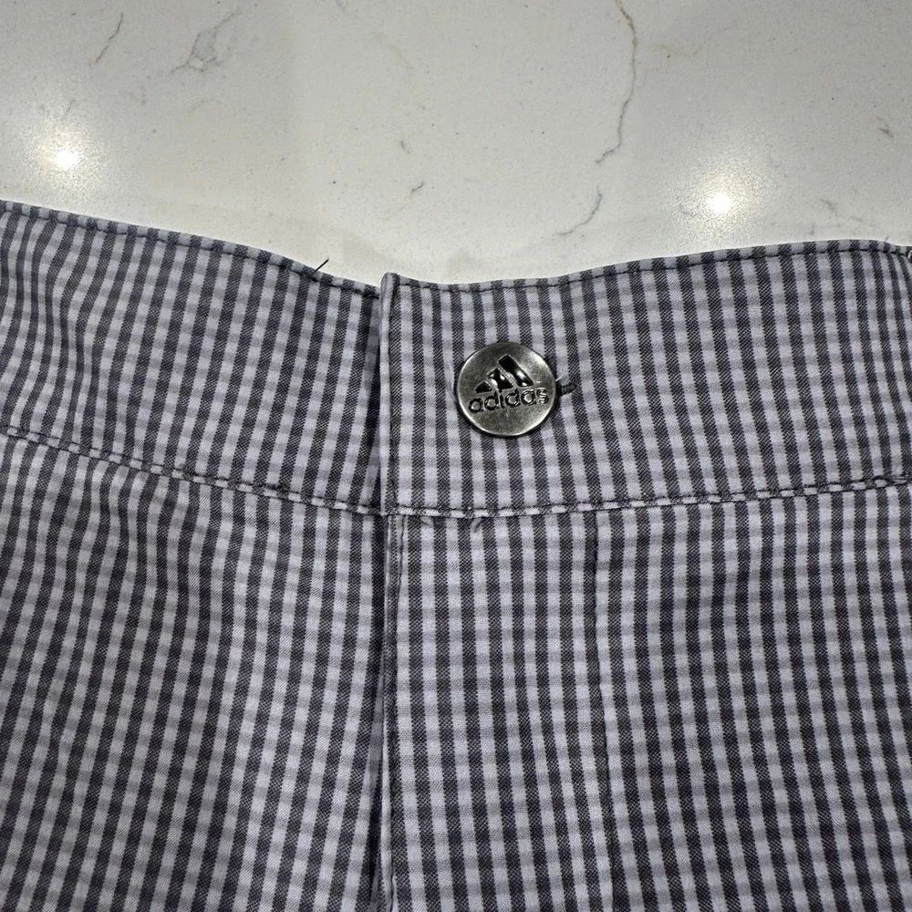 Adidas Golf Shorts Mens 36 Grey Gingham Plaid Performance Stretch Flat Front